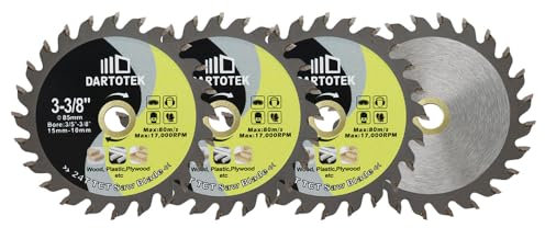DARTOTEK TCT Carbide Wood Cutting Disc 24T Tipped Teeth Circular Saw Blade For Long-Lasting Cuts in Woods Plastic Soft Materials 85mm 4pcs