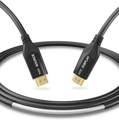8K Fibre Optic Upgraded Outdoor Armored HDMI 2.1 Cable 33ft,Ultra High Speed 48 Gbps, 8K@60Hz 4K@120Hz Dolby Dynamic HDR eARC,Compatible with PS5/Xbox/LG Samsung Sony TV/Blu-ray/Monitor/Projector