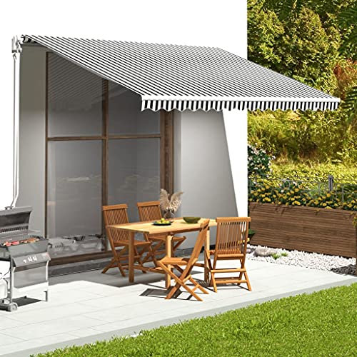 Myheimly Markisenbespannung Markisenstoff Sonnenschutz Markisentuch Anthrazit und Weiß 4,5x3 m