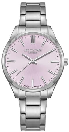 LEE COOPER VJ21C1 Women's Movement Watch Analogue Display and Metal Strap - LC08011.380, Pink, Pink, Bracelet, Pink, Strap