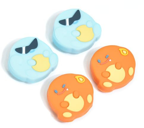 DLseego Copri Levette Analogiche per Switch, 4 Adorabile Morbido Pollice Stick Grip Cover Antiscivolo Joystick Caps Silicone Switch Button Cover,Drago+Tartaruga