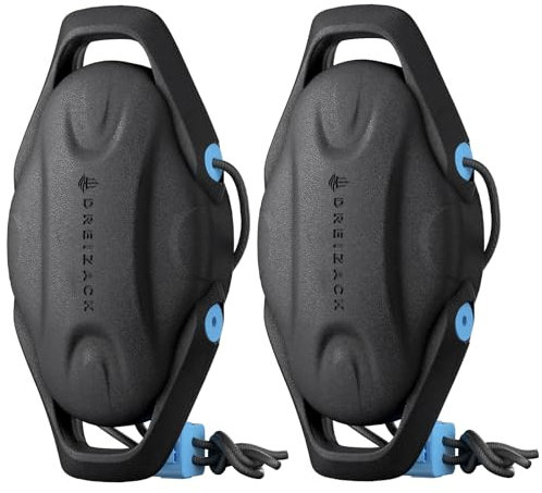 Dreizack Boat Fenders 2 Packs, Boat Bumpers for Docking with 2 Ropes, Inflatable Ribbed Marine Pontoon Boat Fender Bumper for Docks, Black