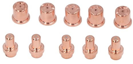 Jerliflyer 10-teiliges Set, Plasmaschneider, Elektrodendüsen-Set, Brenner-Verbrauchsmaterial, Schneidspitzen, Ersatzspitzen, Elektroden, Messing, kompatibel für Trafime t Cb50