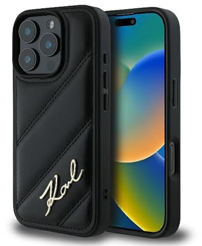 CG MOBILE Karl Lagerfeld KLHCP16XPQDSMGK Case for iPhone 16 Pro Max 6.9 Inch Black Quilted Signature
