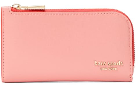 Kate Spade New York Devin Geldbörse für Damen, genarbtes Leder, klein, schmal, Bifold, Sonnenuntergang in Korallenrot, Einheitsgröße