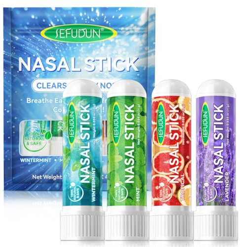 GXGM 4 Pezzi Inalatori Nasal, Inalatore Nasale Per Rapido Sollievo Dal Naso Chiuso, Inalante Nasale Stick Per Migliorare La Concentrazione(Menta Ghiacciata, Menta Piperita, Pompelmo, Lavanda)
