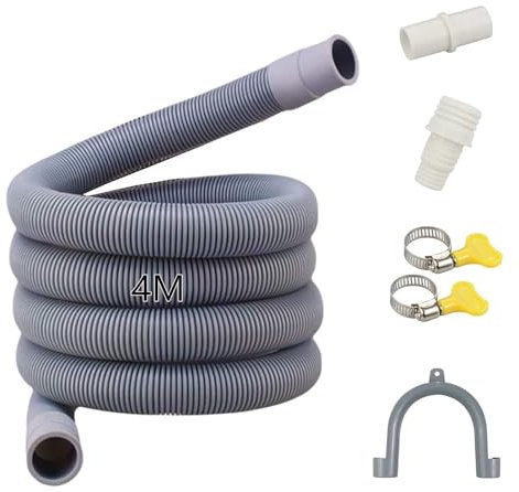 Quanerba Ablaufschläuche 4 m für Waschmaschinen, Ablaufschlauch für Geschirrspüler,Verlängerung Schlauch, Abwasserschlauch, Spülmaschinenschlauch für Geschirrspüler (4M (158inch))