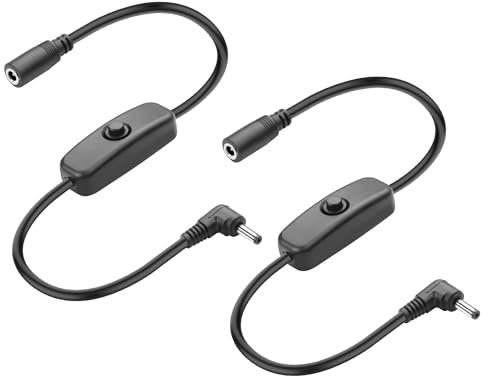 JSADZKJ 2Pcs 3.5mm X 1.35mm Schalter Kabel 5V DC Männlich zu Weiblich DC 5 V Power Adapter Männlich Verlängerungskabel mit 501 Schalter für LED-Lampen,Tischlampen,Schrankleuchten 0.85FT