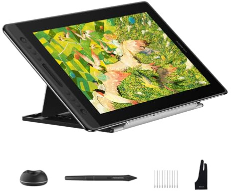 HUION Kamvas Pro 16 V2 Tavoletta Grafica con Schermo, 16384 Livelli | 15,6 Pollici, Vetro AG Laminato, Smart Touch Bar, 6 Tasti Art, Supporto IAF 2g, Ideale per Artisti