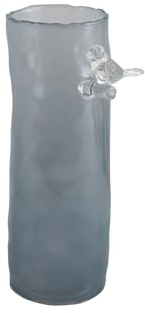Present Time Bird on Branch Large Vase | 27cm Glass Vase with Milky Finish (Misty Blue)