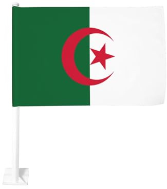 Drapeau de voiture Algérie pour fenêtre extérieure 30 x 45 cm Décoration de voiture double face