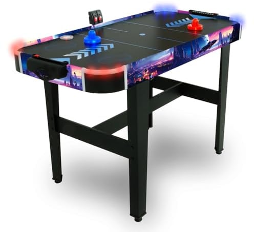 Mesa de Air Hockey LED para Niños y Jóvenes +8 años, Juego de Hockey de Mesa con Pucks y Palas LED, Divertido Juego Recreativo en Casa