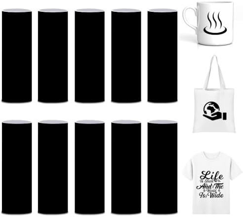 Schwarz Infusible Transfer Ink Sheets 10 Stück Infusible Ink Folie 24x30.5cm Infarbiges Transferpapier Unlöslich Sublimationstintenblatt für Wärmepressmaschine für DIY T-Shirt Tasse Untersetzer