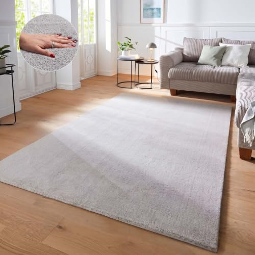 Taracarpet Supersoft kurzflor Teppich Fiona Wohnzimmer Schlafzimmer Kinderzimmer Flur Läufer waschbar rutschfest Uni New Grau 120x170 cm