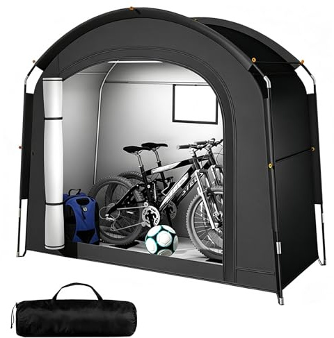 OKSTENCK Bike Storage Shed Tent,220*150*185 CM Outdoor Bike Storage Sheds for 5 Bikes,w/210D Oxford Fabric PU4000 Waterproof Cover, Bike Tent Fit for Bicycle, Lawn Mower, Garden Tools