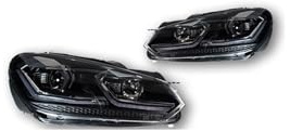 IEJPEQWW Scheinwerfer kompatibel for VW Golf 6 MK6 2009–2013 DRL Tagfahrlicht Kopflampe Bi-Xenon-Birne Nebelscheinwerfer Autozubehör(TSI,LEFT AND RIGHT_LHD_L-ED)