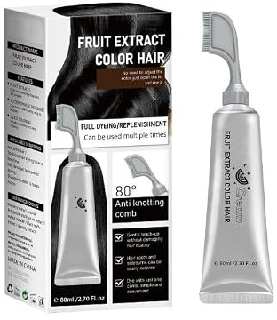 Fruit Essence Hair Dyeing Comb, Permanent Hair Dye, Natural, Plant-Based Extract Hairs Dye Essence, Plant Fruit Hair Dye Cream, Suitable for Men and Women,Black