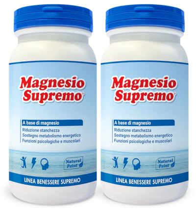 Magnesio Supremo Integratore Alimentare Elevato Assorbimento 350 g, 2x175 g | Magnesio Citrato In Polvere, Riduce Stanchezza, Sostegno Sistema Nervoso e Muscoli, Gusto Neutro