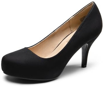DREAM PAIRS Women's Low Stiletto Heel Party Shoes Classic Elegant Versatile Dress Platform Pumps TIFFANNY,Size 7,Black/Suede,TIFFANNY