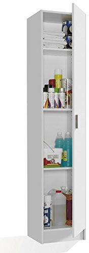 Vita - 1 Door 4 Shelf Kitchen Utility Room Modular Cleaning Cabinet (H: 180cm x W: 37cm x D:37cm) (White)