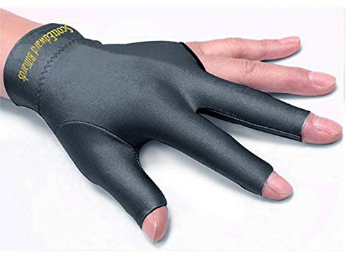 Scott Edward 10 Stück/Set 3 Finger Billard Handschuhe Pool Queue Handschuhe Spandex Lycra für Linkshänder Herren Damen Grau