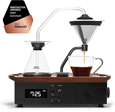 Coffee & Tea Alarm Clock (White) - Automatic Timer Machine Wake-Up Morning
