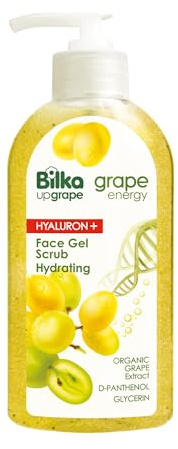 Bilka Upgrape Gesichtspeeling HYALURON+ Grape Energy - Sanfter Gesichtsreiniger mit Hyaluronsäure, Bio-Traubenextrakt, D-Panthenol & Glycerin, Bekämpft Unreine Haut, Mitesser, Akne, 200 ml