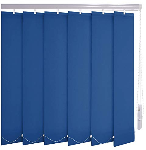 Sonnenschutz-HH® - Lamellenvorhang blau - Breite 110 cm x 190 cm Höhe - Office Verdunkelungslamellen für Bildschirmarbeitsplätze Lamellenbreite 127mm Vertikaljalousie Vertikalanlage