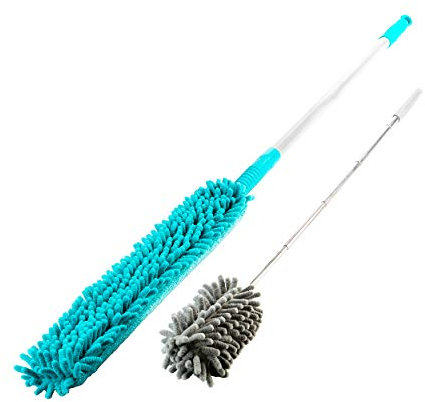 2friends 2er Set Staubwedel: Staubwedel XXL und Mini-Staubwedel mit Teleskopstiel Made in EU