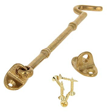 MroMax 6 Cabin Hooks Eye Latch Door Gate Swivel Window Brass Hook with Mounting Screws Golden 2pcs