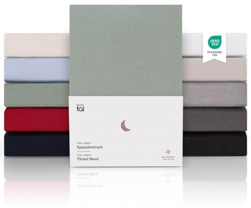 Blumtal® Premium Spannbettlaken 90x200cm 2er Set Jersey - Oeko-TEX zertifiziertes Bettlaken 90x200cm Baumwolle 100%/Spannleintuch 90x200 für Matratzen bis 25cm - Laken 90x200 - Summer Green - Grün