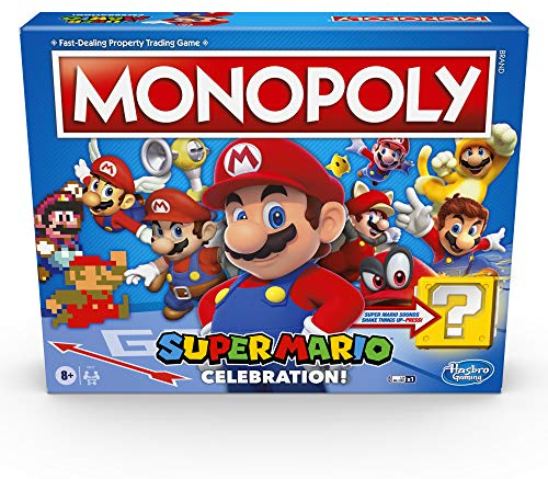 Monopoly Super Mario Celebration Edition Board Game for Super Mario Fans for Ages 8 and Up With Video Game Sound Effects, Multicolor