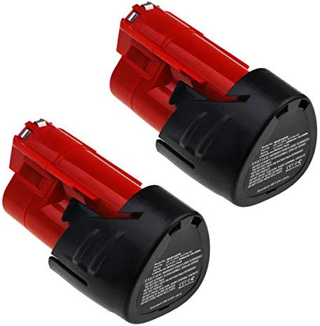 2X CELLONIC Akku 12V, 2000mAh, Li Ion kompatibel mit Milwaukee C12 FM / M12 BD / M12 IR / M12 TLED Ersatzakku 48-11-2402, 48-11-2412, 48-11-2440, 4932352664 Batterie Werkzeugakku