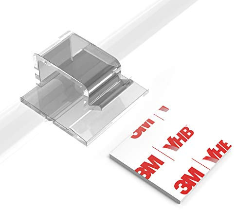 Cable Clips with Strong Self-Adhesive, XIAOXI R Shape Cord Organizer Cable Management for TV PC Wire Holder Ties Sticky Tidy and Wire - 40 Pcs (Transparent)