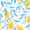UniGoos Papier peint autocollant amovible Motif aquarelle de citrons et feuilles bleues 45 x 299,7 cm