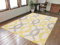 Ikat Muster Gelb 150 x 250 cm Zeitgenössisch handgefertigt getuftet modernes Design 100% Wolle Bereich Teppiche & Teppich