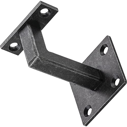 Halcö Round Handrail Support with Four-Point Attachment, Handrail Holder Wall Distance 78 mm, Steel Handrail Bracket Black Passivated