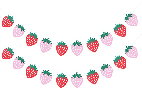ifundom 2 Sets Erdbeer-Banner, Beere, süßes Banner, Erdbeer-Girlande, Beeren-Wimpelkette für Baby-Showre, Geburtstagsparty, Obst-Mottoparty