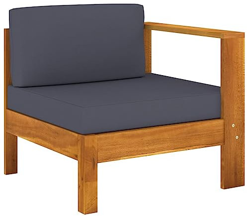vidaXL Mittelsofa mit 1 Armlehne Dunkelgrau Massivholz Akazie