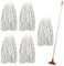 Kentucky Mop Set, Colour-Coded Industrial Mop Includes x5 Kentucky Head, x1 Solid Aluminium Handle & x1 Plastic Clip, Commercial-Grade for Cleaning Floors (Red)