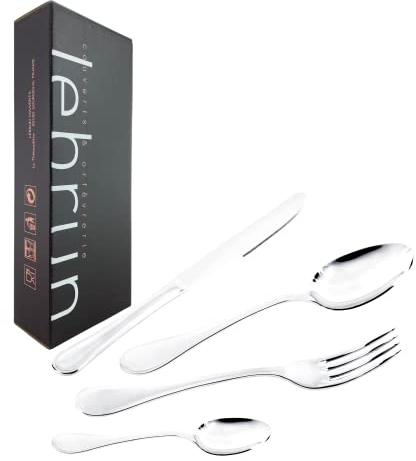 Lebrun Couverts - Ménagère MOZART et Service 24 Pièces - Service de Table - Acier Inox - Fourchettes - Cuillères - Couteaux Steak - Set Couvert Cuisine - Couverts de Table - 6 Personnes
