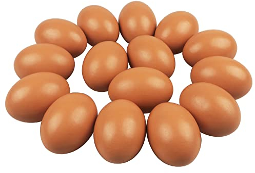 Larber 15 Stück Groß Hölzerne Eier Holzeier Ostern Falsche Eier Ostereier aus Holz Ostereier Eier Holzeier zum Handbemalen DIY Basteln Schnitzen Küche Spielen Essen Kinder Hühner (rot)