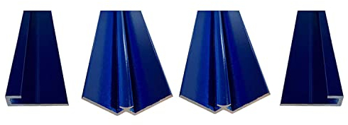 ORIGINAL PlateART Aluminium Profil Set Nische für 3mm Duschrückwand oder Küchenrückwand (Blau matt) 2 x Inneneck-Profil, 2 x Abschluss-Profile), 250 cm Länge)
