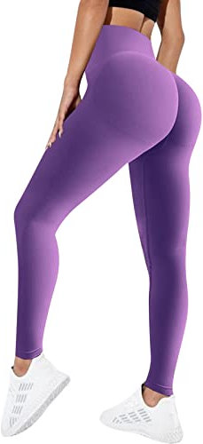 OEAK Leggings Sportivi Donna Leggings Vita Alta Leggero Leggings Donna Push up Morbido Pantaloni Eleganti Palestra per Allenamento, Corsa, Pilates Yoga, D-Viola, S