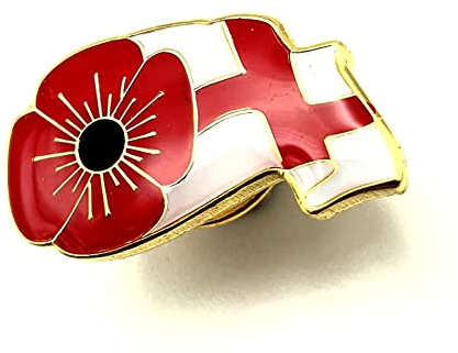 England Remembrance St George English Poppy Flag World War Metal Enamel Pin Badge