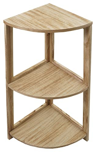 Mendler Eckregal HWC-K44, Regal Standregal Wohnregal, 3 Ablagen, 80x37x37cm MDF aus Paulownia - naturbraun