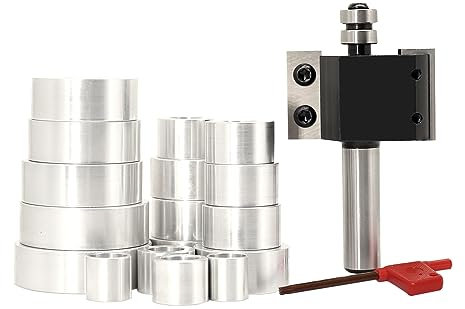 Sinoprotools Rabbet Router Bit 1/2 Inch Shank，Slotting Router Bit with Insert Replaceable knives，Adjustable Multi Depths Cutter with 17 Collars Kits Set for Woodworking