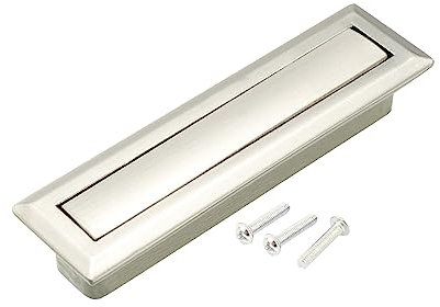 QUARKZMAN 65 x 12 mm Rettangolare A filo Tirante Maniglia x 1 pz Metallo Nascosto Tirante Incassato Maniglia per Porta Scorrevole, Armadio, Tasca, [Argento Tono]