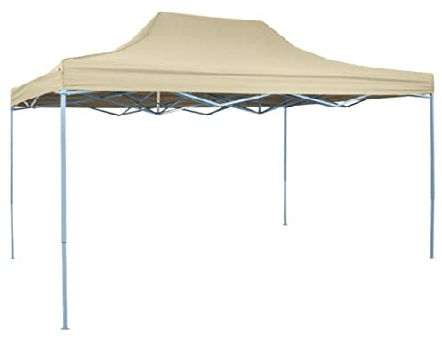 HOMIUSE Faltzelt Pop-Up Pavillon 3x4,5 m Grillpavillon Gartenlaube Verkaufsstand Faltpavillon Gartenpavillon Party Zelt Pavillion Marktstand Verkaufsstand Pop Up Pavillon Faltbar Cremeweiß