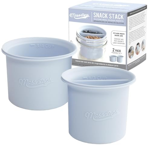 Masontops Minimalist Functional Mason Jar Divider Cup - Silicone Insert for Wide-Mouth Jars - Meal Prep, Overnight Oats, Salads, Snacks - BPA Free, Dishwasher Safe